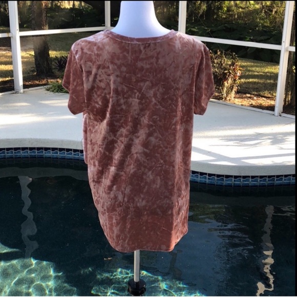 Hummingbird Dusty Rose Crushed Velvet Twist Front Short Sleeve Top - Picture 4 of 4